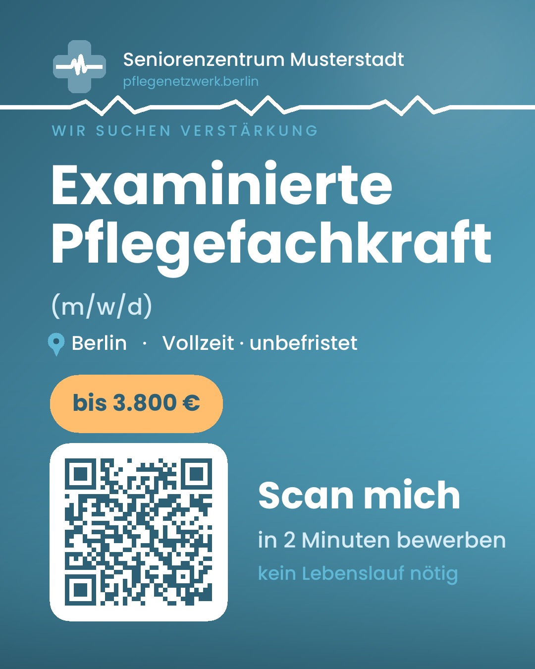 Beispiel-Aushang: Stellenanzeige mit QR-Code